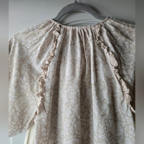 Cleobella Organic Cotton Puff Sleeve Blouse – Women’s Medium – Tan & Cream Flora - Picture 7 of 8